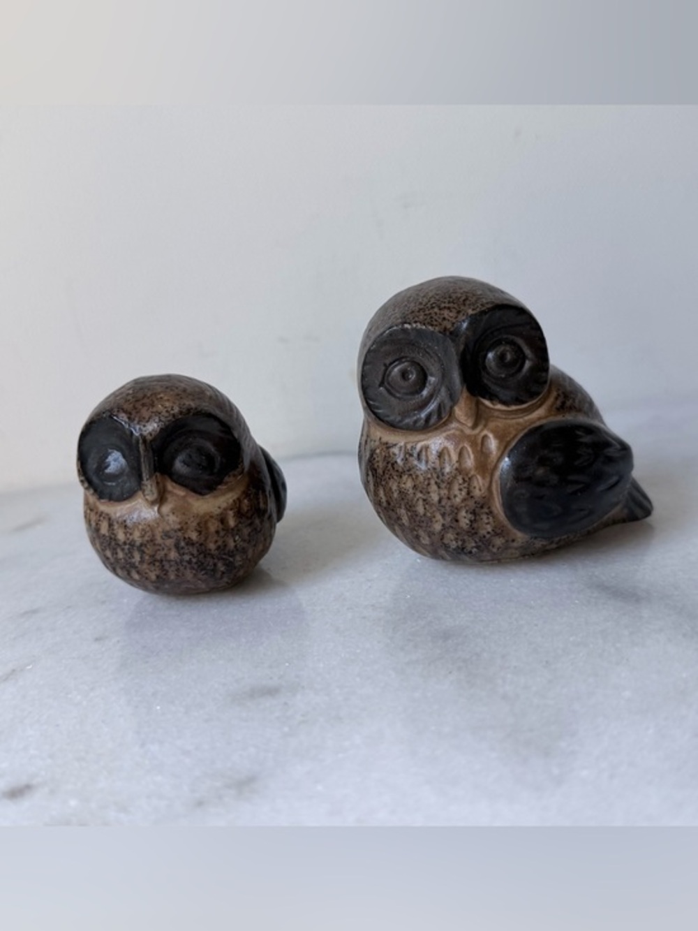 Vintage Otagiri Ceramic Owl Figurines: Mom and Baby, Made in Japan
